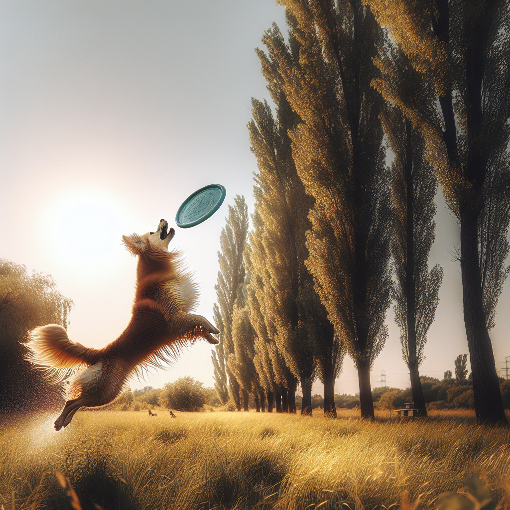 Un chien saute pour attraper un frisbee dans un parc